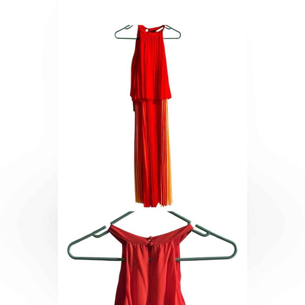Skies are blue, coral red pink maxi dress